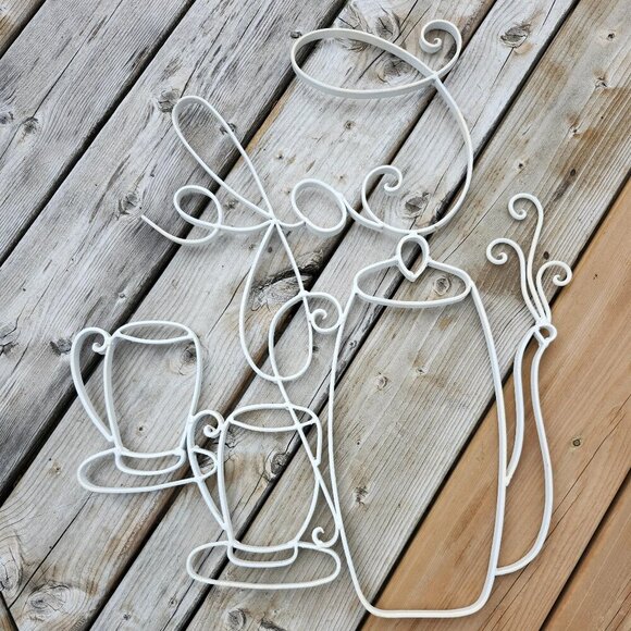 VINTAGE WROUGHT IRON "CAFE" Sign Large White Paint Tea Party Whimsical - Picture 3 of 3